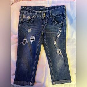 Amethyst Jeans Distressed Cropped Denim